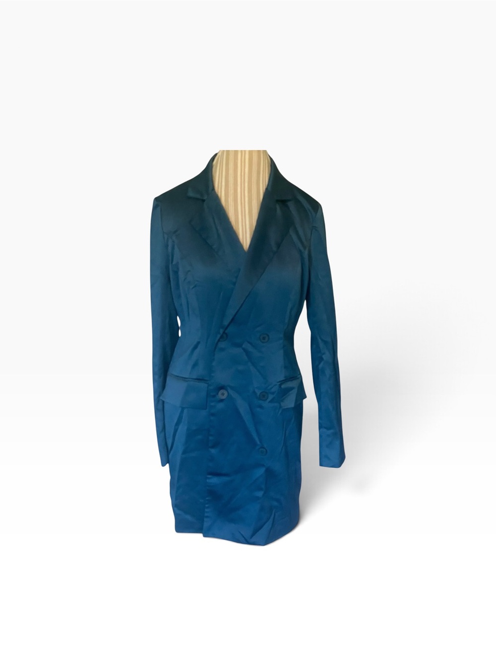 Sugar lips Teal Double-Breasted Women's Blazer Coat size medium lined excellent
